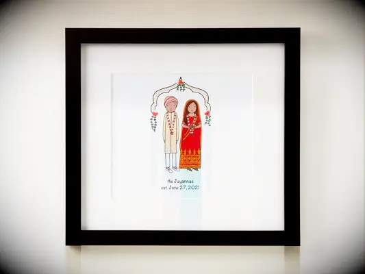 Illustrated wedding portrait personalized gift