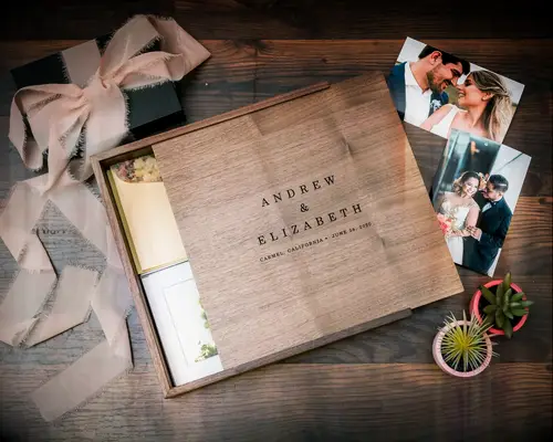 Personalized wooden wedding memory box gift