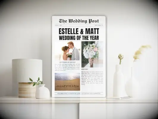 Custom newspaper wall art gift