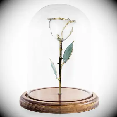 White rose sculpture in a jar