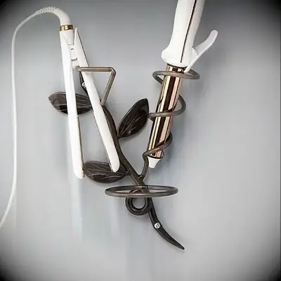 Iron hair care holder with straightening irons and curling wand iron anniversary gift