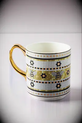 Bee honeycomb themed mug
