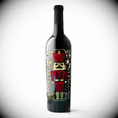 Engraved festive wine bottle