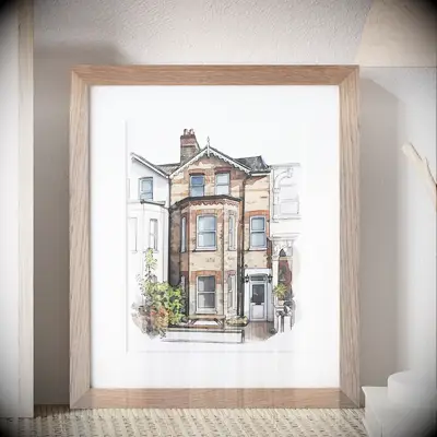 Custom home portrait anniversary gift for friend