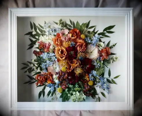 framed preserved wedding bouquet