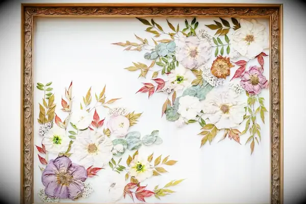 Pressed and dried wedding bouquet