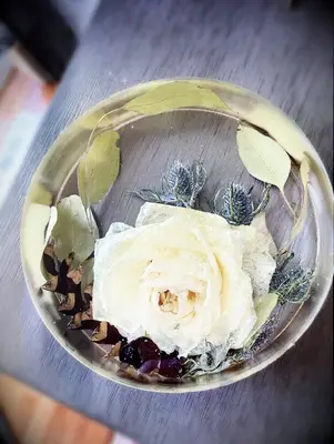 preserved wedding floral paperweight