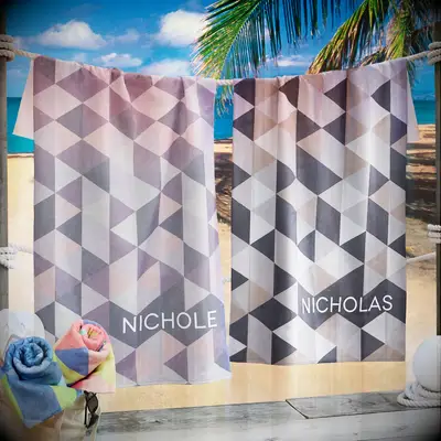 Personalized beach towels matching couple gift