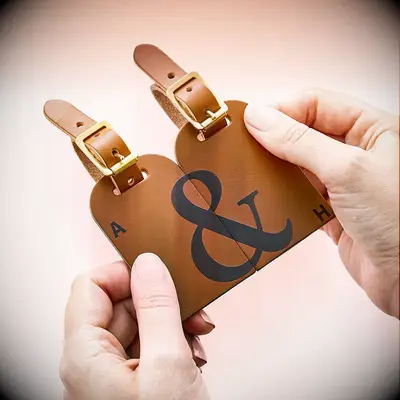 Couples luggage tags matching gift