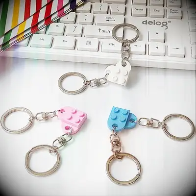 Lego heart keychain for couples