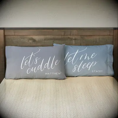 Funny personalized matching pillowcase set for couples