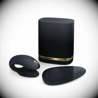 We-Vibe X Womanizer sex toy collection including clitoral stimulator and couples vibrator with remote gift idea for couples