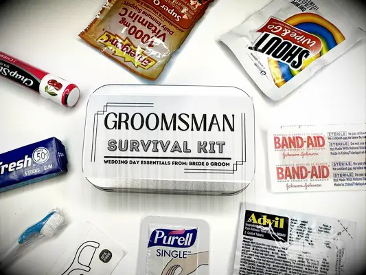 Funny groomsmen survival kit gift