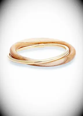 Teak and gold bangle 14th anniversary gift