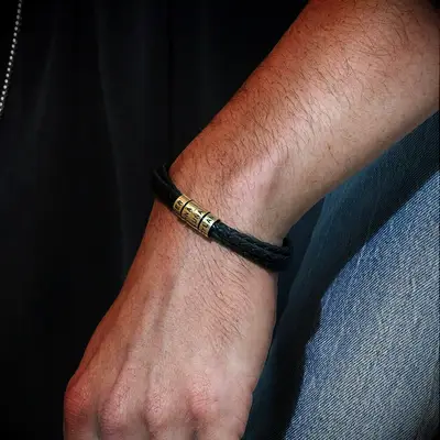 Black and gold bracelet 14th anniversary gift