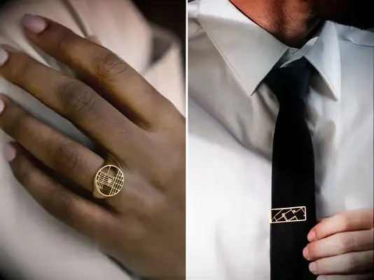 Talia Sari gold map jewelry 14th anniversary gift