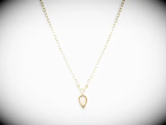 Gold diamond and opal necklace 14-year wedding gemstone gift