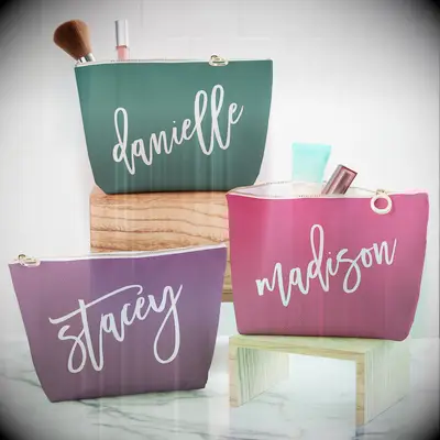 Personalized large canvas make up bag unique anniversary gift