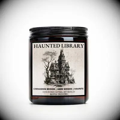 Haunted library spooky candle