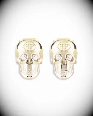 Gold Skull earrings with diamonds