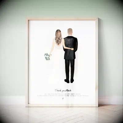 Custom illustration of bride and bridesman