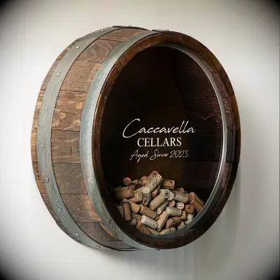 Personalized wine barrel wedding gift idea for son. 