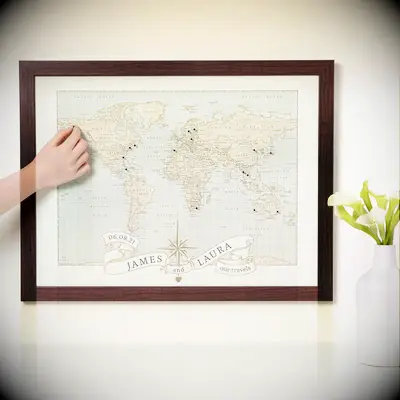 Personalized travel map wedding gift for son
