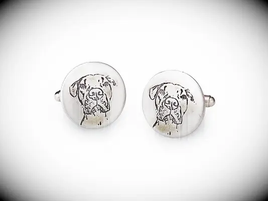 Personalized cufflinks engraved with pet portrait