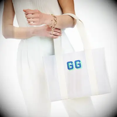 Monogrammed linen tote 12 year anniversary gift