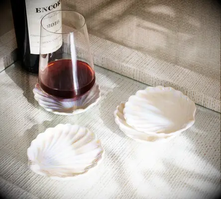 Pearlescent shell coasters 12 year anniversary gift