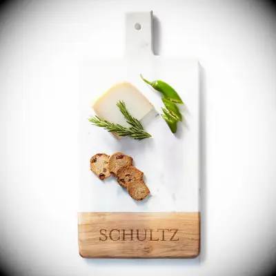 marble and wood cheese board for the best anniversary gift idea