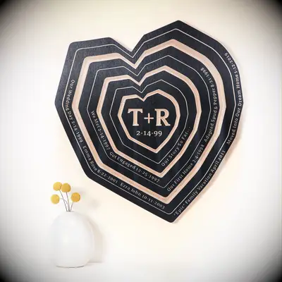Personalized wooden tree ring art