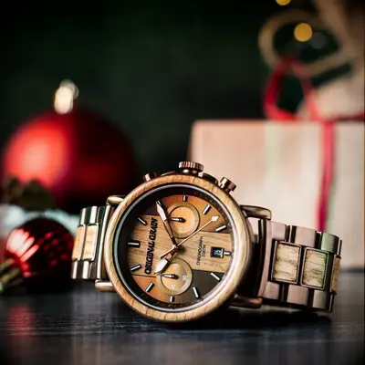 Whiskey barrel watch wooden anniversary gift