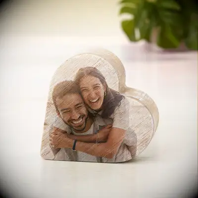 Personalized photo wooden heart anniversary gift
