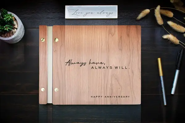 Wooden anniversary scrapbook gift