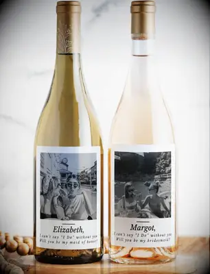 Custom wine labels maid of honor proposal gift