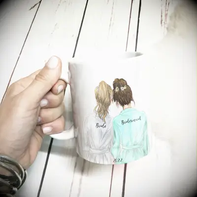 Illustrated coffee mug maid of honor proposal gift