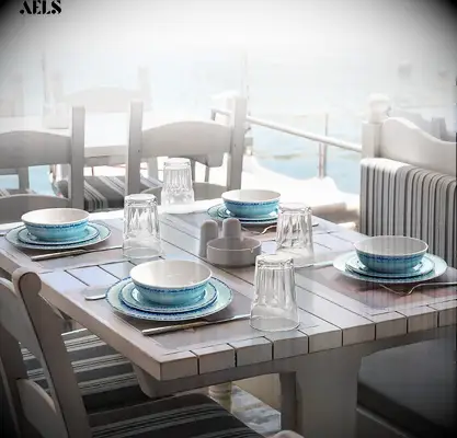 Blue outdoor dinnerware set from Amazon