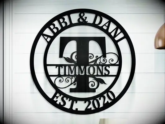 Personalized sign with family name from Etsy