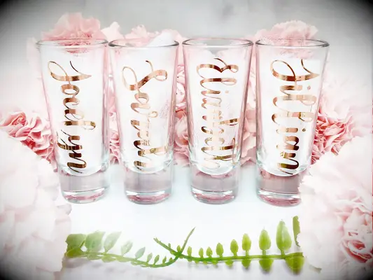 Custom shot glasses fun bachelorette party favor
