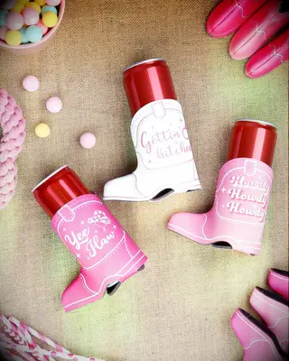 Cowboy boot koozies bachelorette party favor