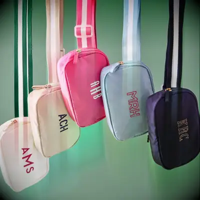 Monogrammed belt bag bachelorette party favor