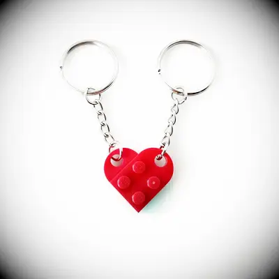 Heart lego coordinating key chain romantic gift