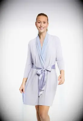 Blue cozy robe with silk tie