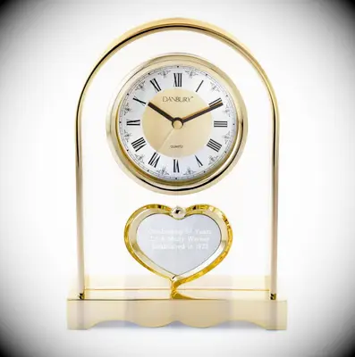 Engraved gold arch clock