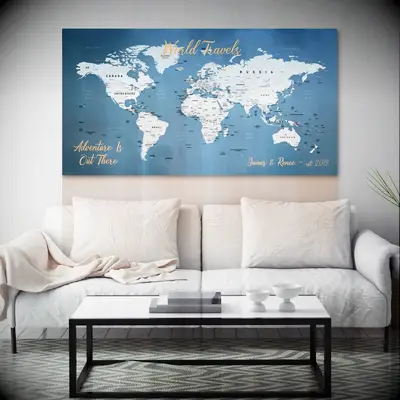Canvas Vows push-pin travel map 26th anniversary gift