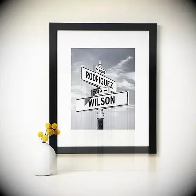 Personalized wall art with signpost 26th anniversary gift 