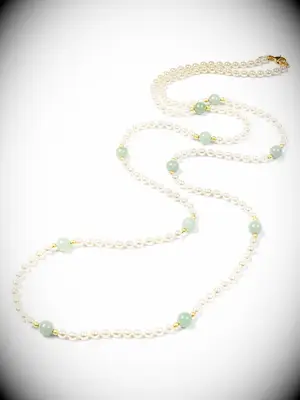 Jade and pearl necklace 26th anniversary gift 