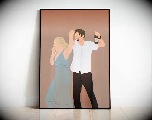 Custom digital illustration of couple 26th anniversary gift