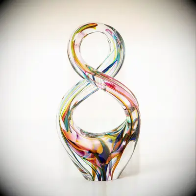 Rainbow glass infinity sculpture 26th anniversary gift